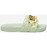 Resti Women's green quilted slippers with a gold chain Eteris - Footwear | ePonuda.com