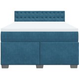 vidaXL Krevet box spring s madracem plavi 160 x 200 cm baršunasti | shoptok.hr