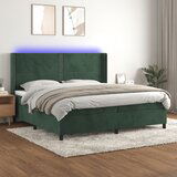 vidaXL Krevet box spring s madracem LED tamnozeleni 200x200 cm baršun | shoptok.hr