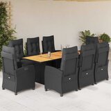  9-dijelni vrtni blagovaonski set s jastucima crni od poliratana | shoptok.hr
