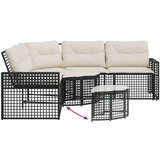 vidaXL Vrtna sofa L-oblika s jastucima i tabureom crna od poliratana | shoptok.hr