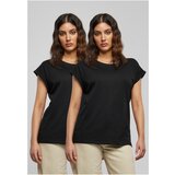 Urban Classics Women's T-shirt with extended shoulder 2 pcs black+black Cene