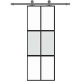 Klizna vrata crna 76x205 cm od kaljenog stakla i aluminija | Eponuda.ba