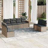  8-dijelni set vrtnih sofa od poliratana s jastucima sivi Siva | shoptok.hr