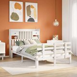 vidaXL Knjižna postelja brez vzmetnice bela 135x190 cm trdna borovina | Shoptok.si