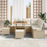 vidaXL Vrtna sedežna garnitura s shranjevanjem 8 pcs Bež Poly ratan | Shoptok.si