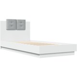  The Living Store Posteljni okvir z vzglavjem bel 100x200 cm inženirski les - Posteljni Okvir, (21498326) | Shoptok.si