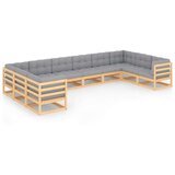  Sedežna garnitura 10-delna z blazinami trdna borovina | Shoptok.si