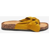 Resti Royalfashion Mustard women's eco-suede flip-flops with bow Maqelia | Shoptok.si