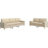  2-dijelni set sofa s ukrasnim jastucima krem od tkanine | shoptok.hr