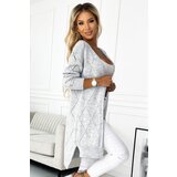 numoco basic Women's cardigan with longer back - grey | Shoptok.si