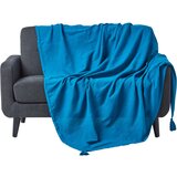 HOMESCAPES Bombažna odeja Rajput Ribbed Teal, 225x255 cm, (20750128) Cene
