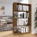  The Living Store Knjižna omara/pregrada medeno rjava 80x25x132 cm trden les - Knjižna Omara, (21431365) Cene