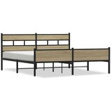Metalni Kovinski posteljni okvir brez vzmetnice sonoma hrast 183x213 cm, (21608083) | Shoptok.si