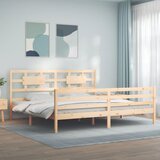 vidaXL Posteljni okvir z vzglavjem 200x200 cm trden les | Shoptok.si