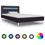  Posteljni okvir z LED osvetlitvijo črno blago 90x200 cm | Shoptok.si