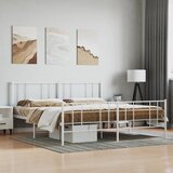  Metalni okvir kreveta uzglavlje i podnožje bijeli 200x200 cm | Eponuda.ba