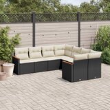 Maison Chic Seti vrtnega pohištva - Vrtna garnitura - Vrtni pohištvo set 8-delna z blazinami črn poli ratan, (21799664) | Shoptok.si