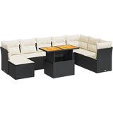 Maison Chic Seti vrtnega pohištva - Vrtna garnitura - Vrtni pohištvo set 9-delna z blazinami črn poli ratan, (21798666) | Shoptok.si