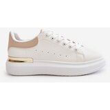 Boto Low Women's Platform Sneakers Made Of Eco Leather White-Beige Nevelena | shoptok.hr