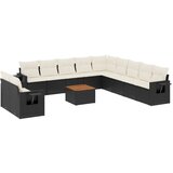 Maison Chic Seti vrtnega pohištva - Vrtna garnitura - Vrtni pohištvo set 12-delna z blazinami črn poli ratan, (21811550) | Shoptok.si