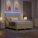  Box Spring Postelja z Matracami & LED Krem 160x200 cm Tkanina, (22067255) | Shoptok.si