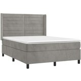  Box spring postelja z vzmetnico svetlo siva 140x200 cm žamet, (20789855) | Shoptok.si