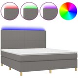  Box spring postelja z vzmetnico LED temno siva 160x200 cm blago, (20789210) | Shoptok.si