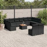 vidaXL 13-dijelni set vrtnih sofa s jastucima poliratan crni | shoptok.hr