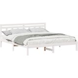 vidaXL Konstrukcija postelje Bela 200 x 200 cm Masivno borovo les, (5000126611) | Shoptok.si