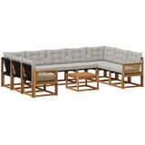 vidaXL Zunanja garnitura za sedenje 10 pcs Naravna in svetlo siva, (5000281451) | Shoptok.si