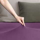 DecoKing Plahta s gumom Amber 220-240x220 cm, tamno ljubičasta Slike