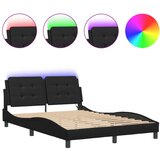 Maison Chic Posteljni okvir - Dvoposteljna postelja - Zakonska postelja z LED lučkami črn 120x200 cm umetno usnje, (21695026) Cene