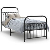  Metalni okvir kreveta uzglavlje i podnožje crni 75x190 cm | shoptok.hr
