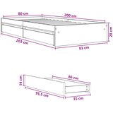  Okvir kreveta s pohranom s ladicama Crni hrast 80 x 200 cm | shoptok.hr
