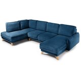 Bonami Selection Modra raztegljiva kotna sedežna garnitura iz rebrastega žameta (levi kot/v obliki črke "U") Tori – | Shoptok.si