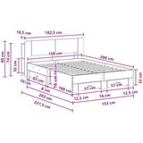  Okvir kreveta s pohranom Dimljeni hrast 150 x 200 cm - Dimljeni hrast 150 x200 cm bez središnje police | shoptok.hr