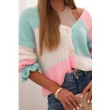 Kesi Włoski Women's striped sweater with buttons mint + powder pink | shoptok.hr