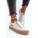 Kesi Women's lace sneakers with Lee Cooper braid white cene