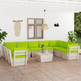 The Living Store Vrtna garnitura iz palet 10-delna z blazinami smrekovina - Vrtna Sedežna Garnitura, (21479171) | Shoptok.si