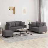  3-dijelni set sofa s jastucima sivi od umjetne kože | shoptok.hr