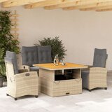vidaXL 4-dijelni vrtni blagovaonski set od poliratana s jastucima bež | shoptok.hr