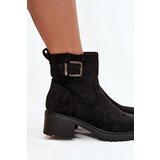 Boto Insulated Women's Ankle Boots Low Heel Block with Buckle Black Helvina | Shoptok.si