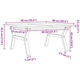 vidaXL Klubska mizica Y okvir 90x90x45,5 cm trdna borovina lito železo | Shoptok.si