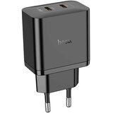 hoco. Stenski polnilec Streamer (N35) - dvojna vrata 2x Type-C PD45W - črn | Shoptok.si