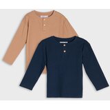 Sinsay Pamučne majice dugih rukava s Henley izrezom 2 pack Slike