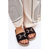 Boto Womens Platform Sandals With Golden Decoration And Glitter Black Morisela | ePonuda.com