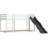 Krevet na kat s toboganom i zavjesama bijelo-crni 90 x 200 cm | shoptok.hr