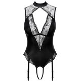 Cottelli body s podvezicama, otvoren u preponama (crni) | shoptok.hr
