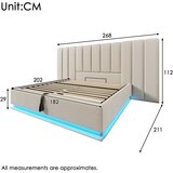 Lumor Oblazinjena postelja s predalom iz lana 180x200 cm - z LED osvetlitvijo in priključki za polnjenje - z letveno podlago - bež, (22151037) | Shoptok.si